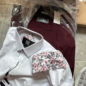 Elie White Floral Trim Shirt